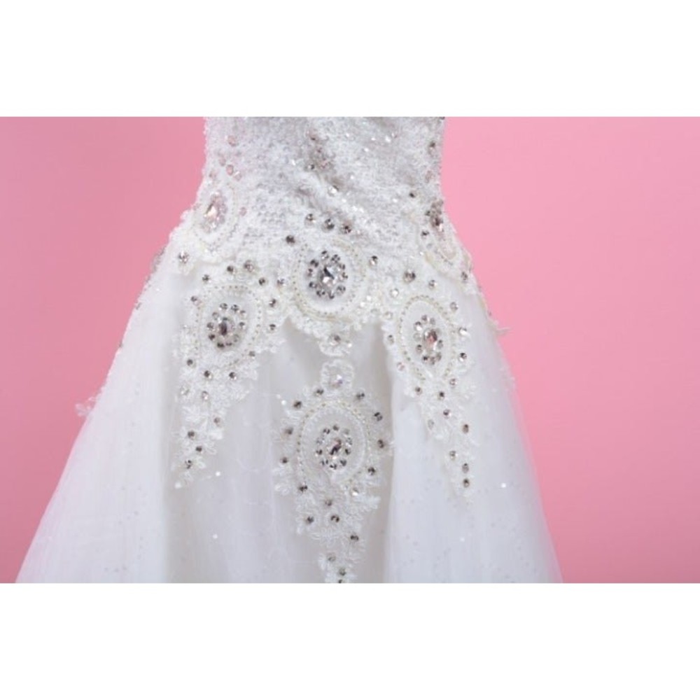 Beaded Rhinestone Wedding Dress w/Train - Picture 4 of 11